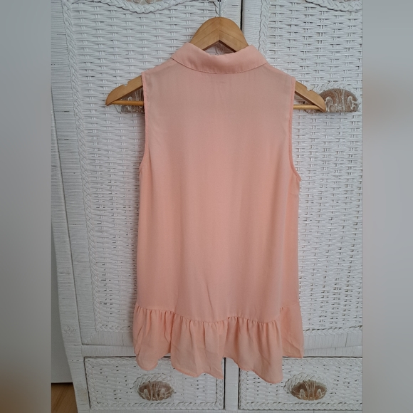 Peach Sleeveless Ruffled Hi-Lo Tunic Top Size XS Catherine Malandrino NWT - Picture 3 of 7